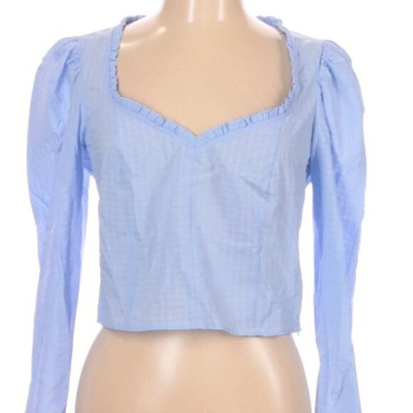 Topshop Women Blue Long Sleeve Blouse Size 6 NWOT - Picture 1 of 1
